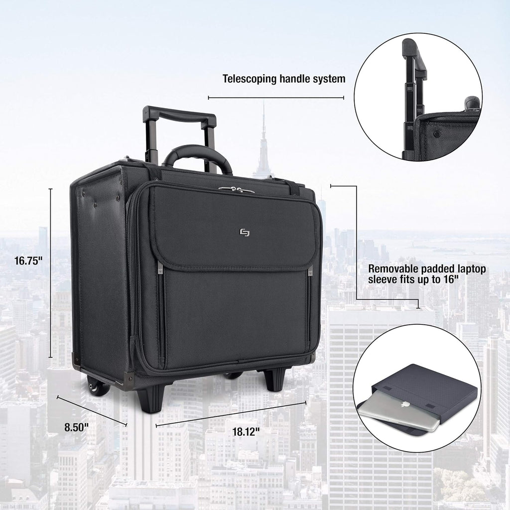Black Rolling Hard Side Laptop Case M322