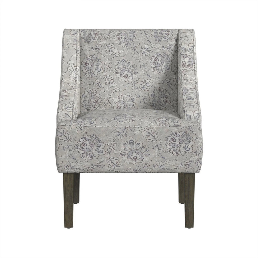 Linen Artistic Floral Print Accent Chair G20084