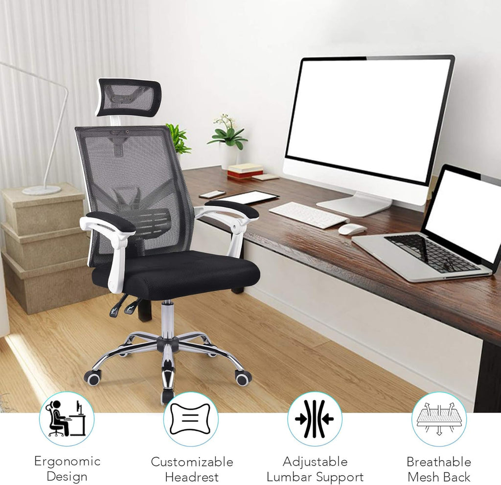 Black Ergonomic Mesh Office Chair with Adjustable Headrest and Armrest X953400