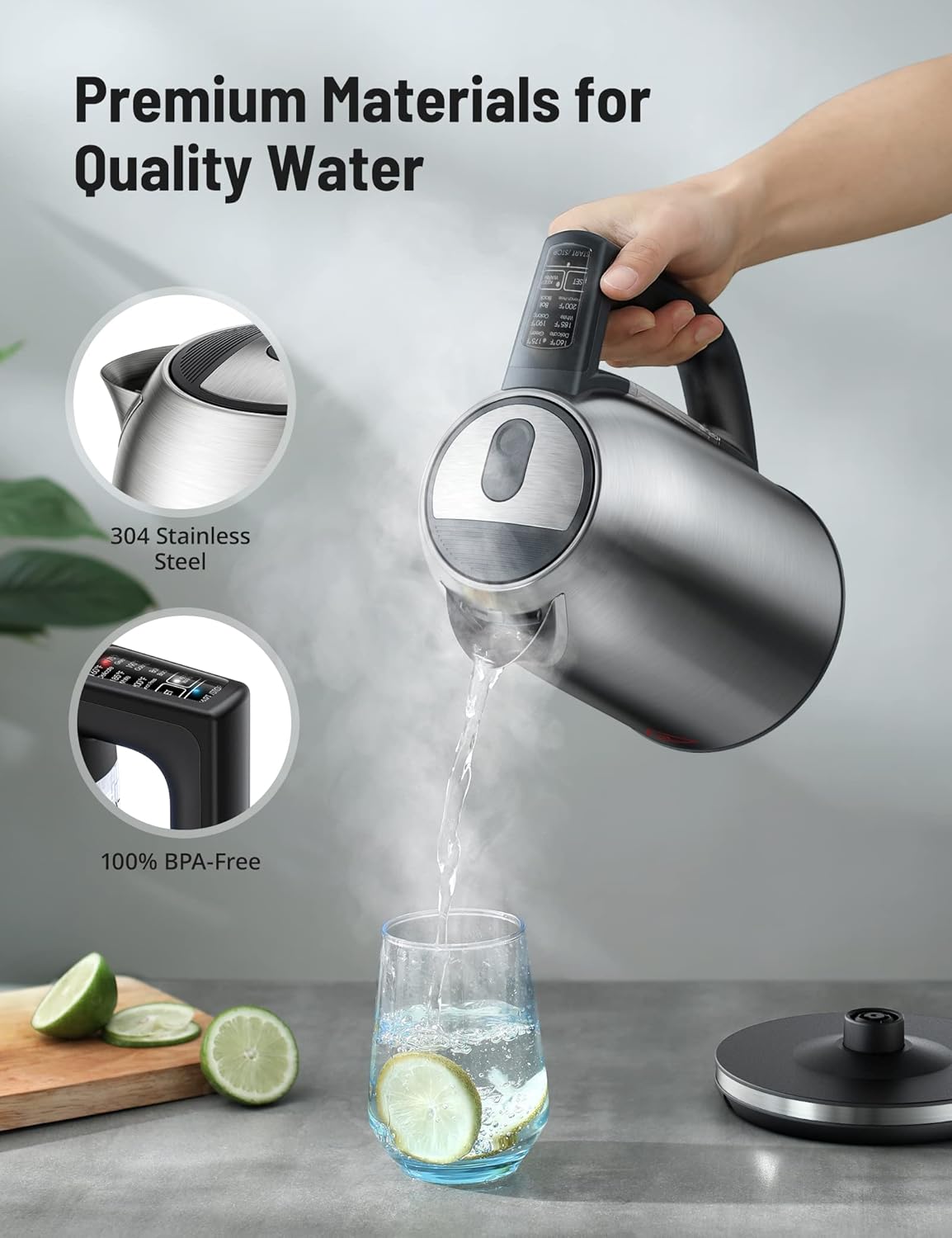 1.7L Cordless Electric Kettle with 6 Temperature Settings H620