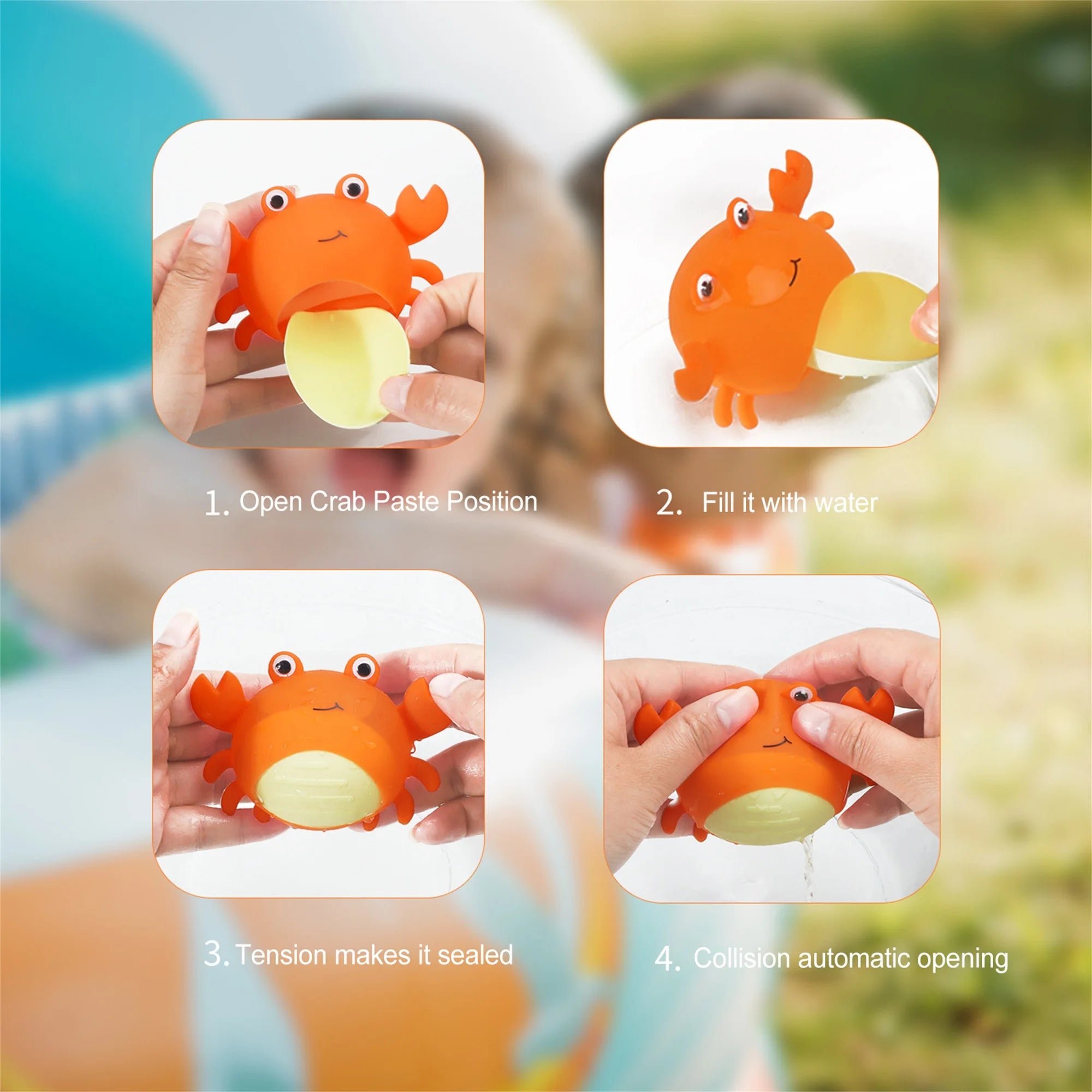 Refillable Silicone Crab Splash Balls for Kids Pool G607
