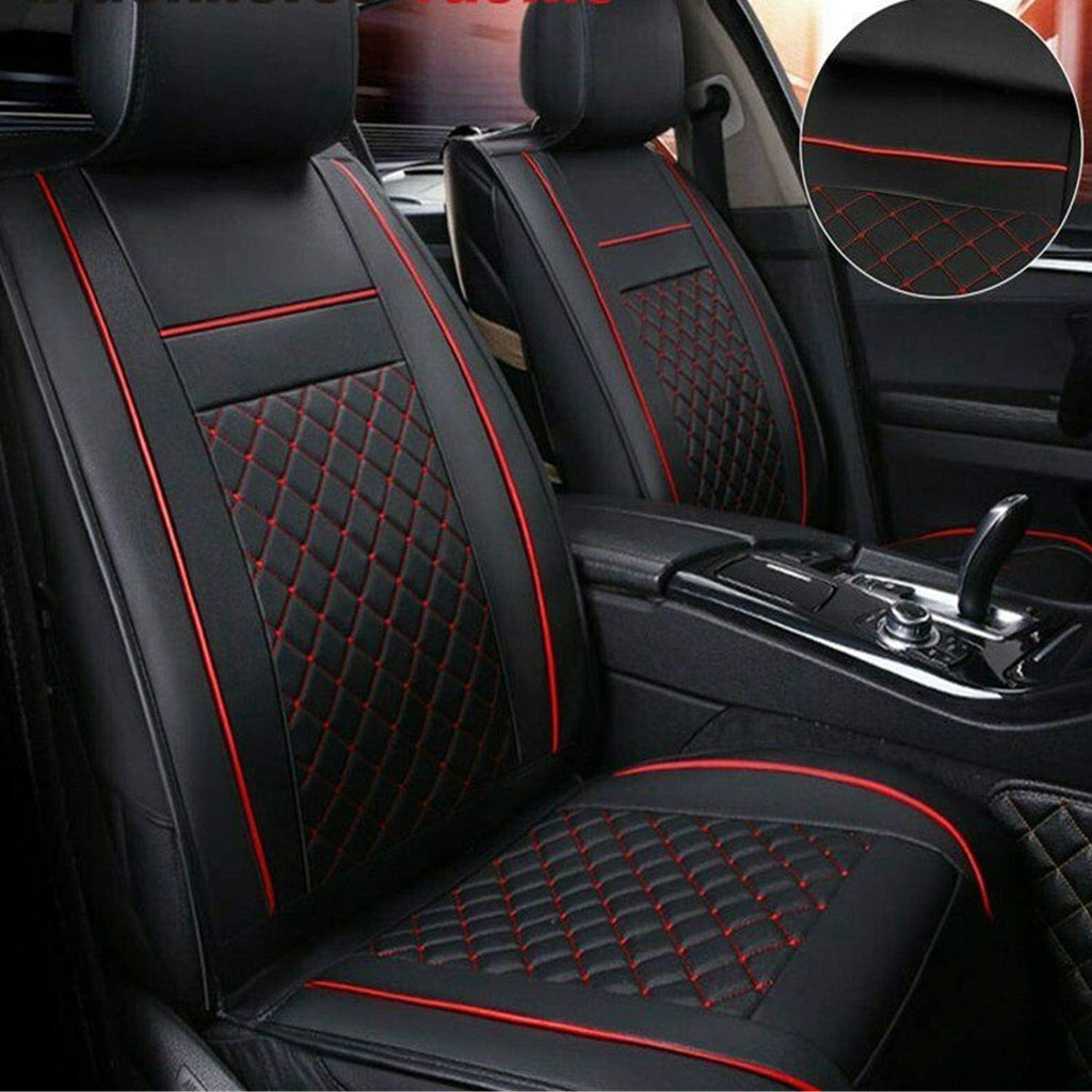 Beige Leather Car Seat Covers 9PCS Full Set Front Rear B66125