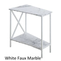 White Faux Marble Wedge End Table J343
