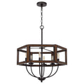 Oak Toned Rubber Wood Chandelier A93288