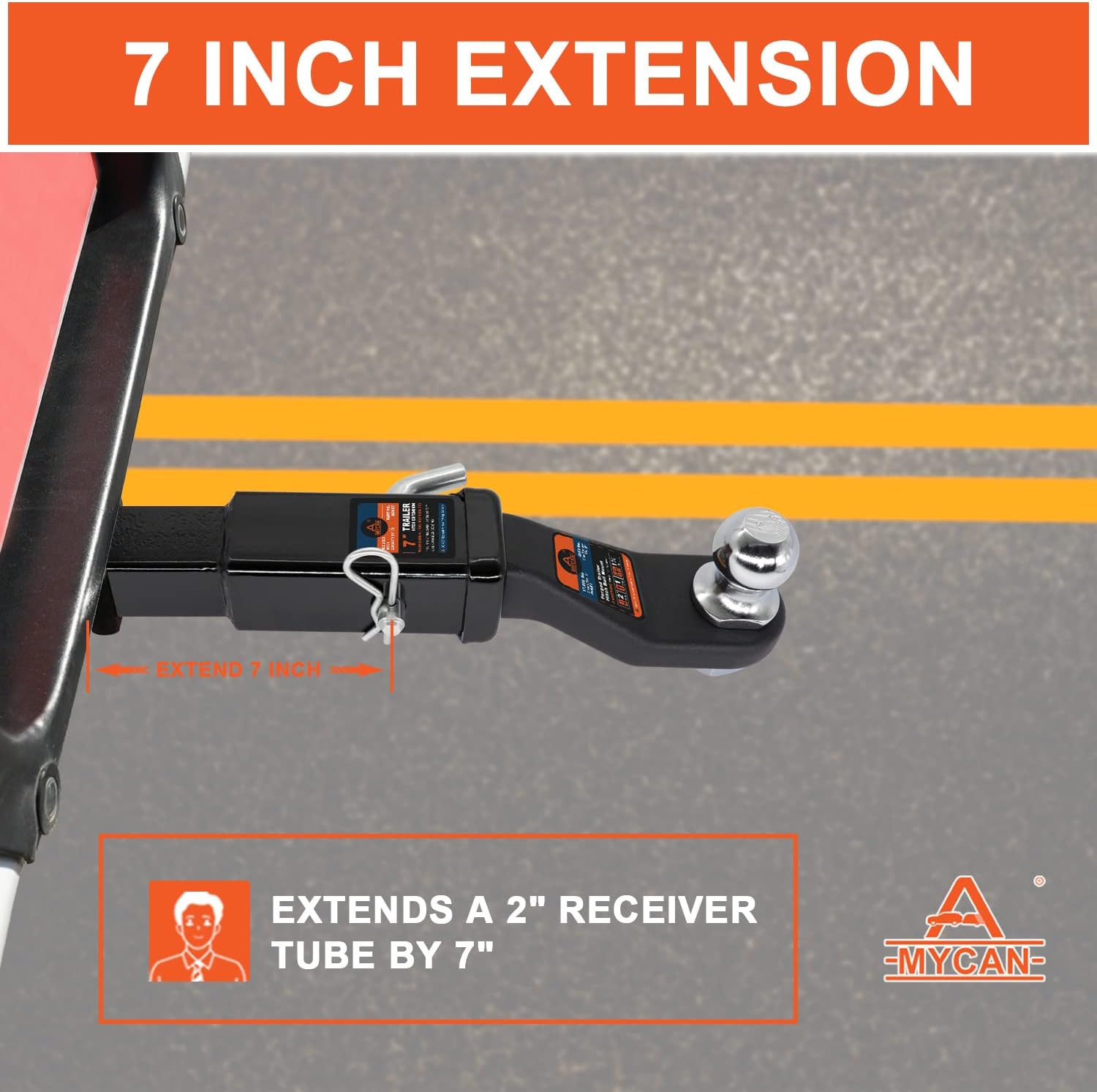 Hitch Extender 7 inch 2 inch Receiver Solid Shank Heavy Duty 3500 lbs Pack of 2 T92982