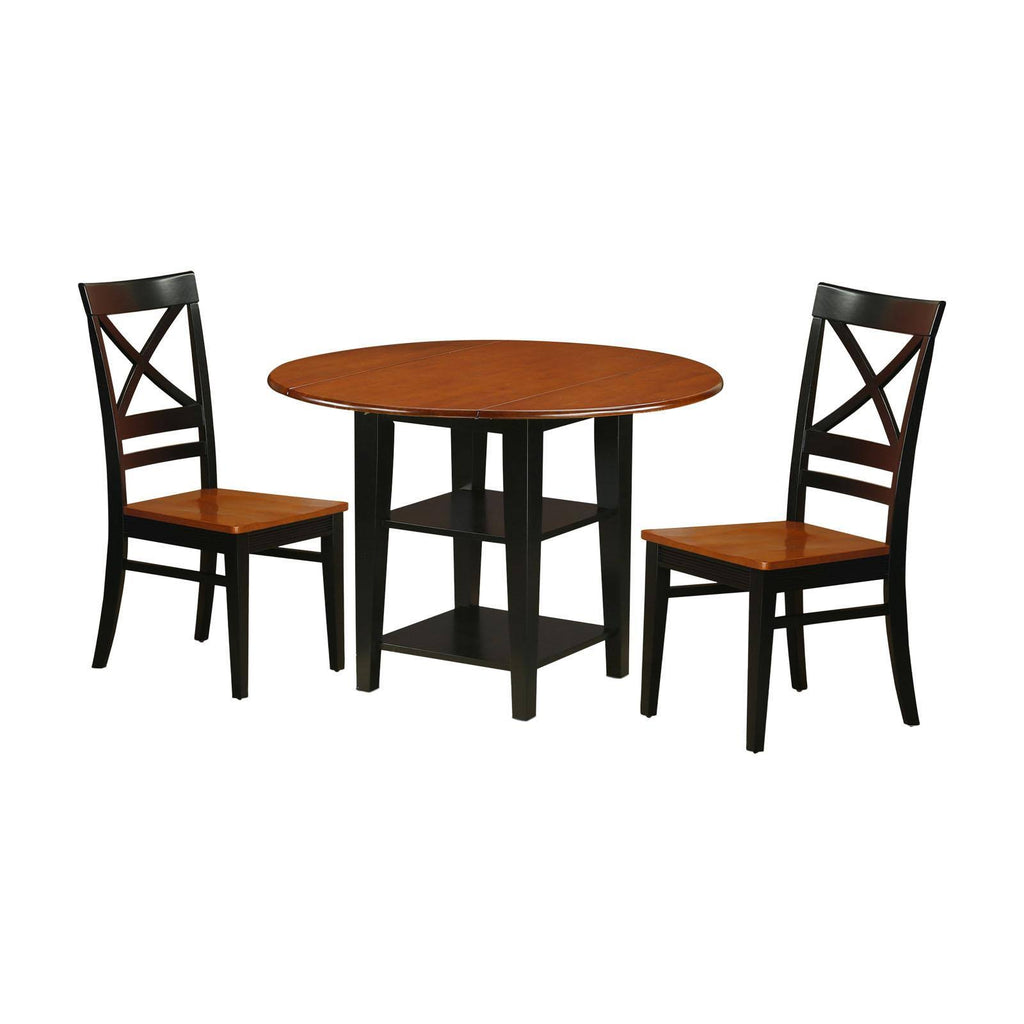 3-Piece Dining Set with X-Back Chairs in Black L338058