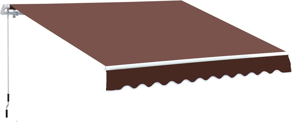 12' x 8' Retractable Patio Awning Canopy with Manual Crank Handle Q96433