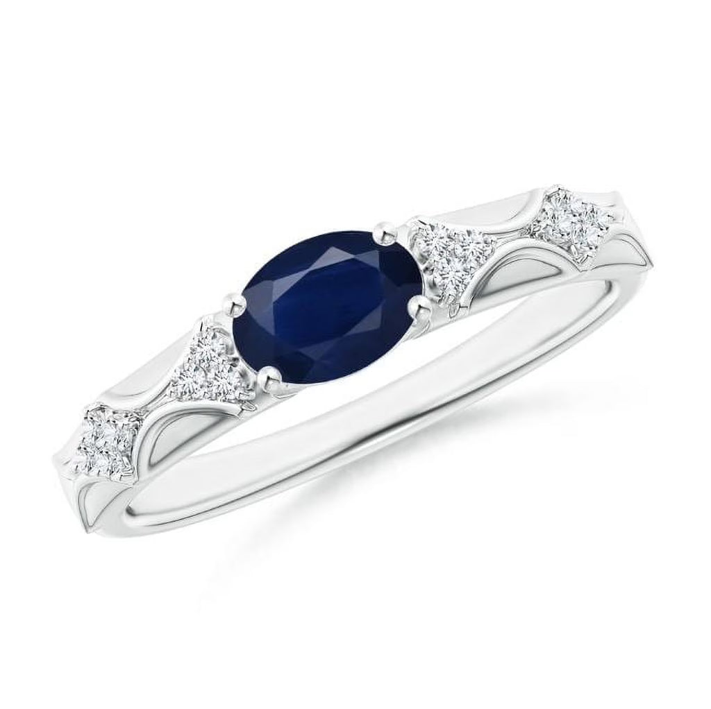 Oval Blue Sapphire CZ Ring 925 Sterling Silver B27704