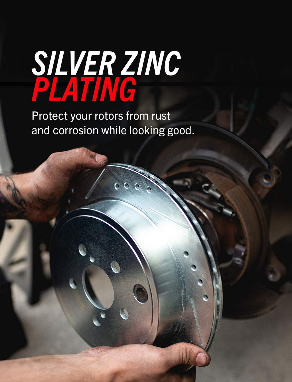 Front Z36 Carbon Fiber Ceramic Brake Pads and Drilled Slotted Brake Rotors H4730