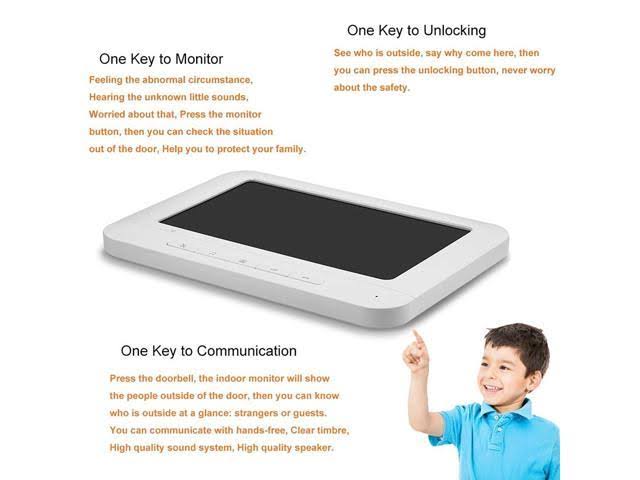 Wired Video Door Phone Intercom System with Monitor and Electronic Door Lock E888956