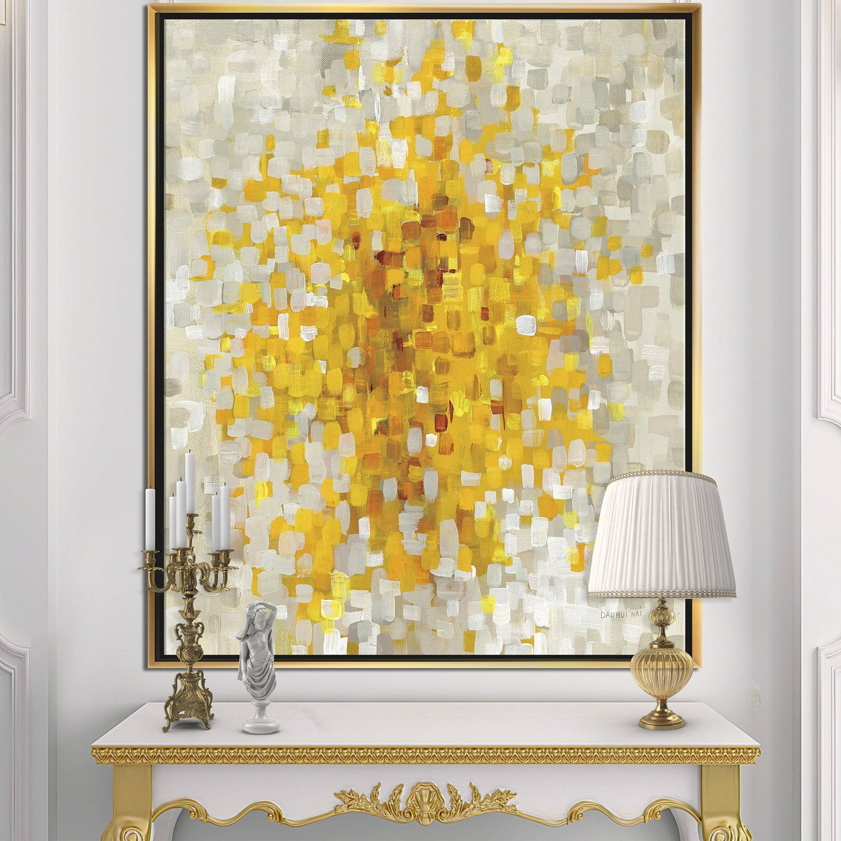 Glam Yellow Explosion Blocks Framed Canvas I565