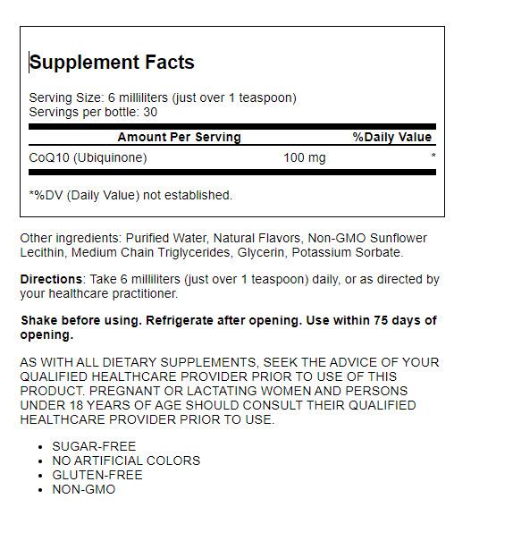 CoQ10 Liquid Supplement Liposomal 100mg Coenzyme Q10 Ubiquinone 5 fl oz W810