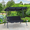 Black Steel 3 Person Porch Swing I31065
