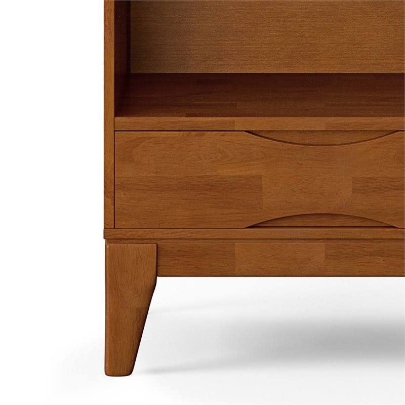 Solid Hardwood Mid-Century Modern Bookcase with Storage in Teak Brown B316883