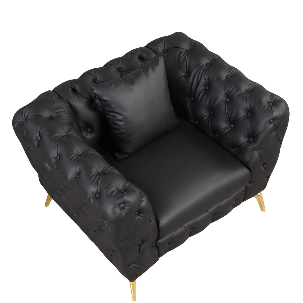 Black PU Upholstered Sofa with Metal Legs X2683