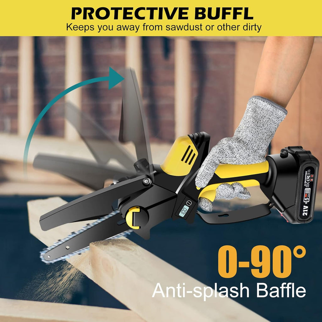 6 Inch Cordless Electric Chainsaw 21V 2.0Ah with Oil System and Safety Lock, Pack of 2 P15646