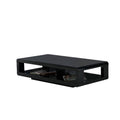 Black Glossy Rectangle Wood Coffee Table with Shelf D22319