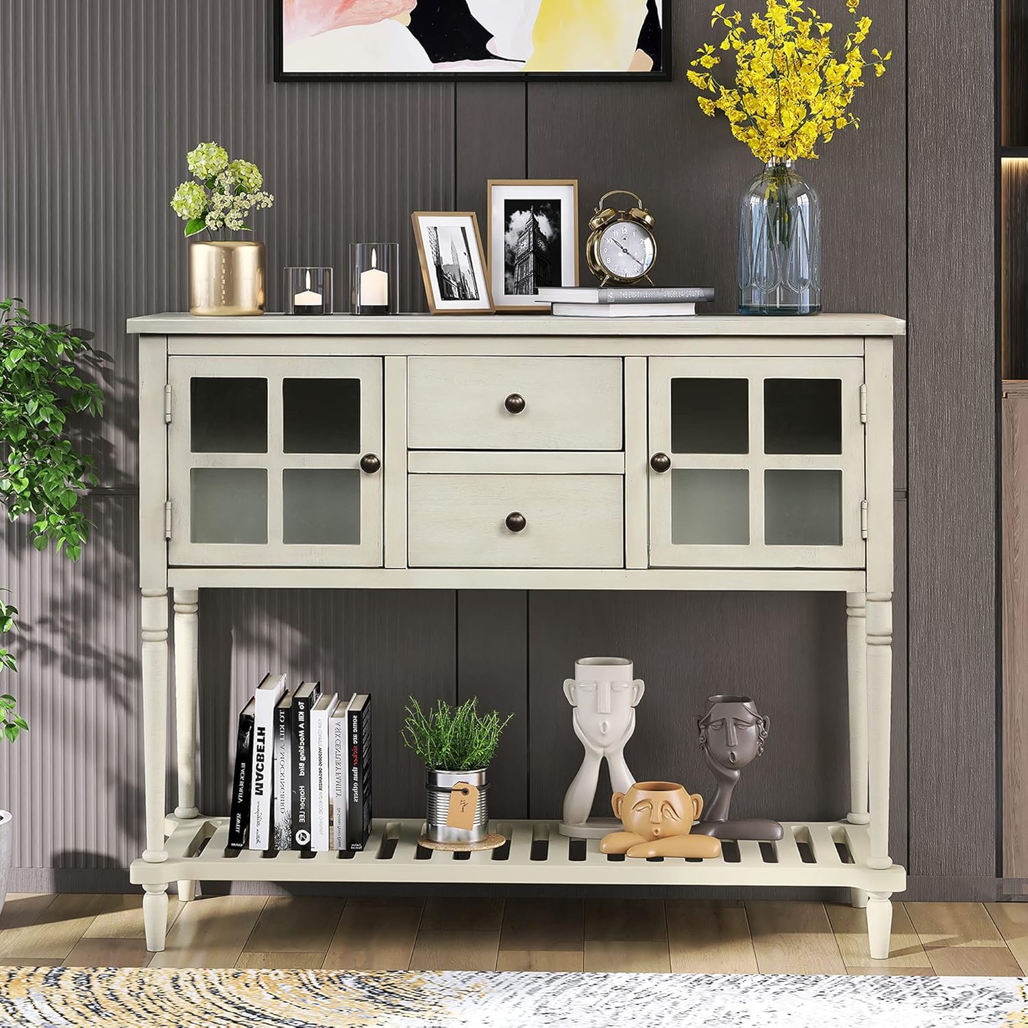 Gray Wood Buffet Cabinet with Storage C587476