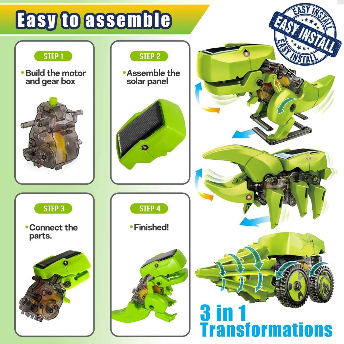 Solar Robot Kit 3-in-1 DIY Dinosaurs Robot Science Kits Toys K933137