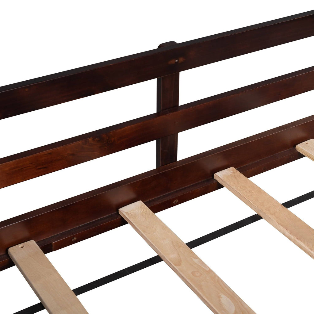 Espresso Pine Wood Twin Loft Bed with 2 Storage Boxes I437
