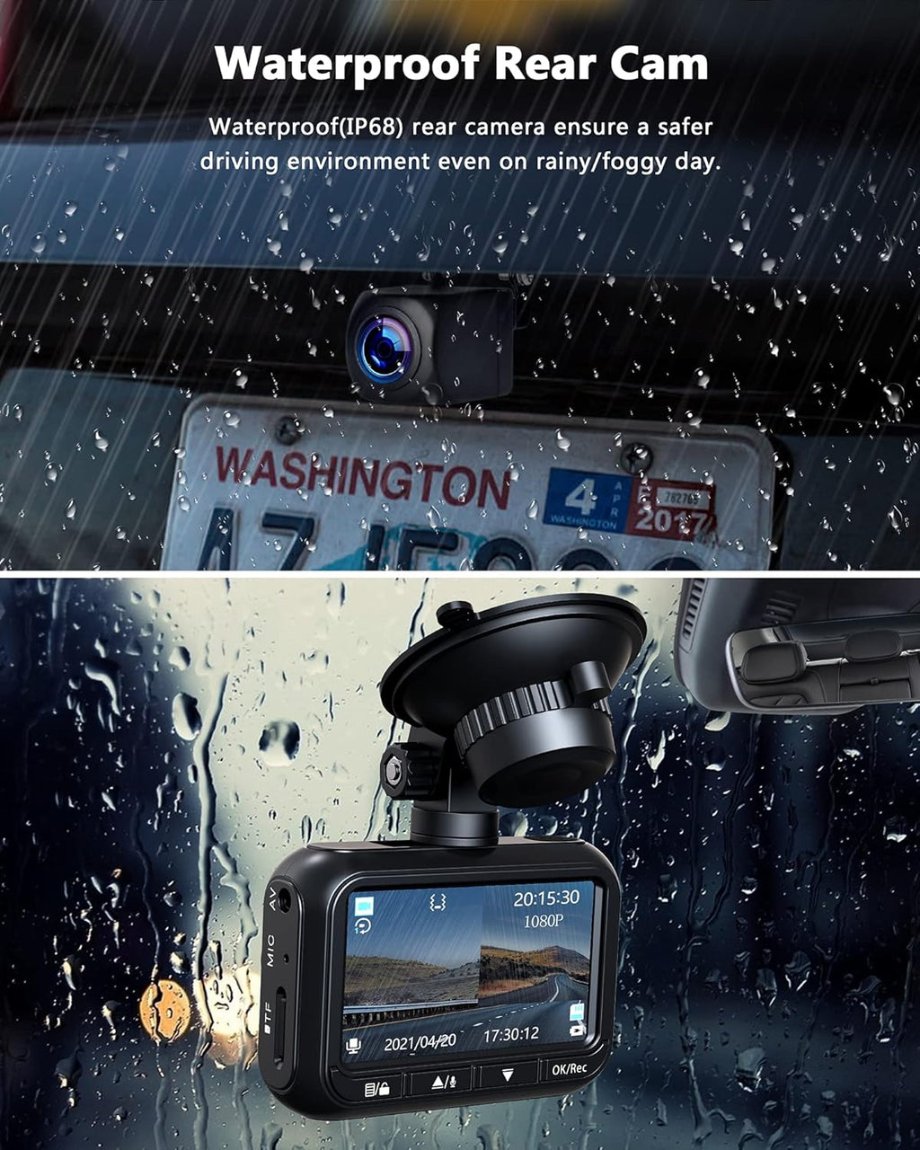 1080P Full HD Dual Dash Cam Front and Rear with Waterproof Backup Cam X552