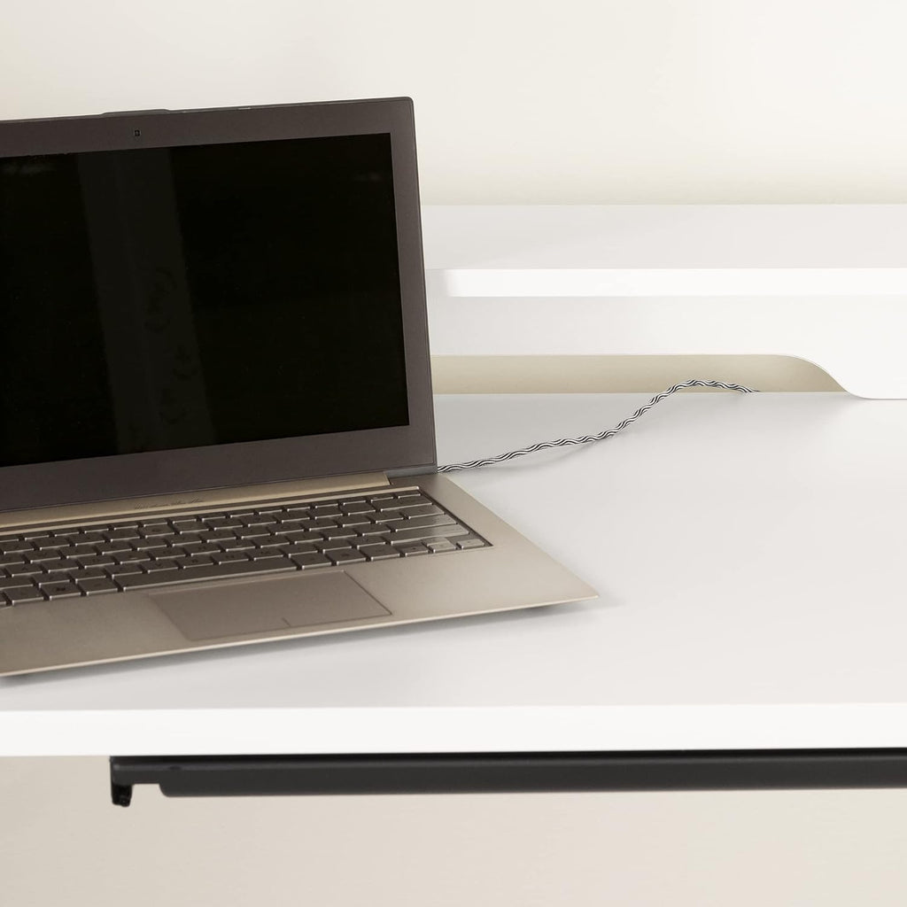 Pure White Adjustable Height Standing Desk with Built In Power Bar R137481