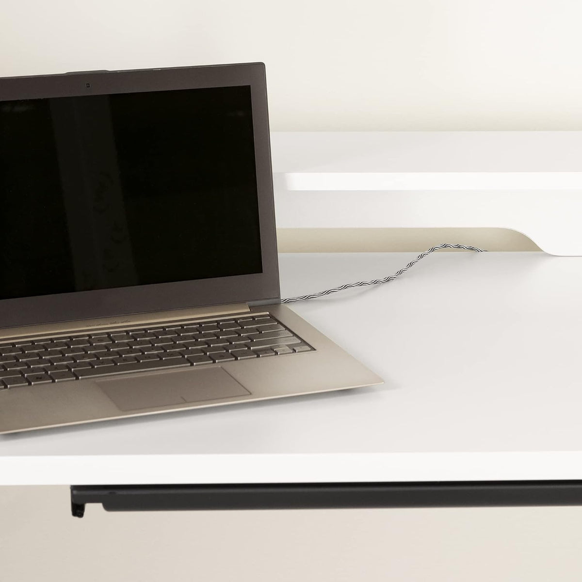 Pure White Adjustable Height Standing Desk with Built In Power Bar R137481