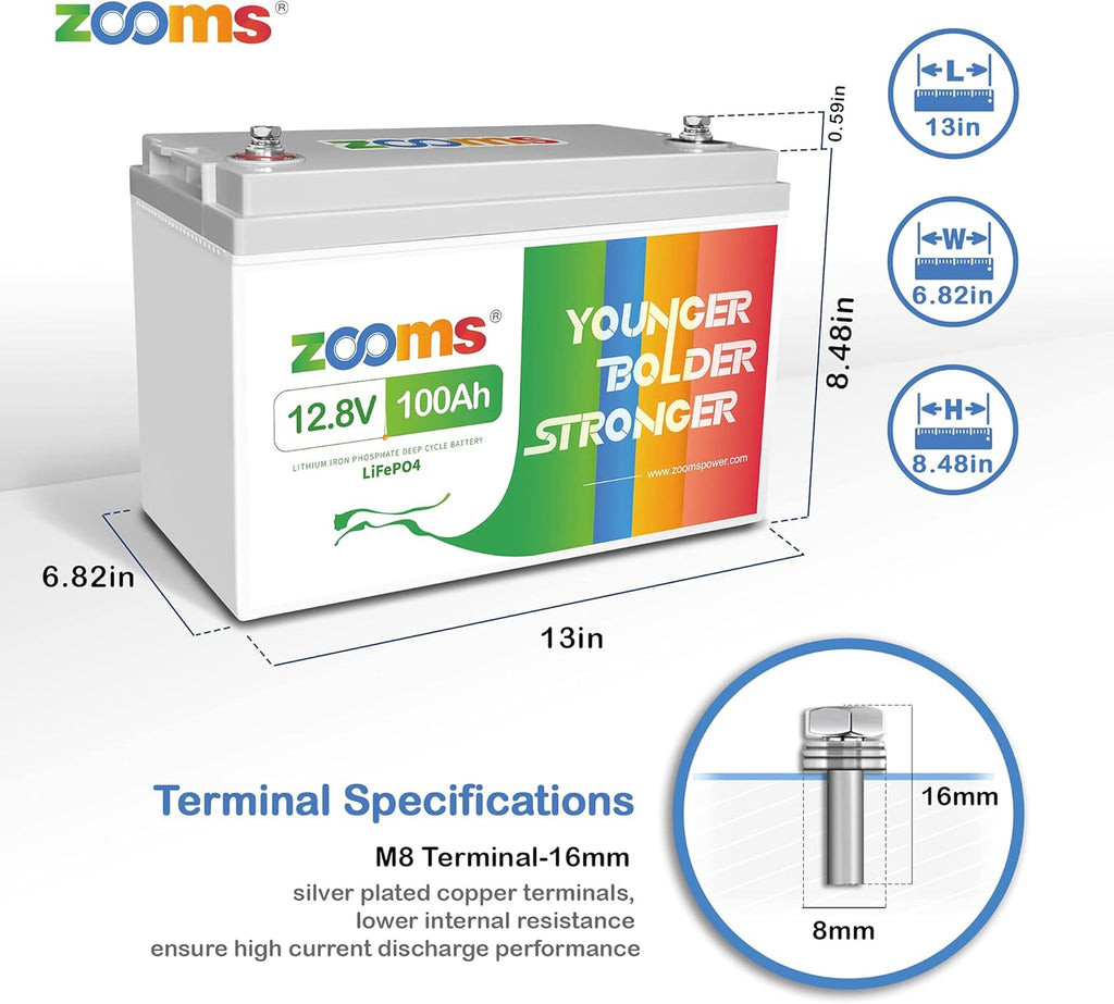 12.8V 300Ah LiFePO4 Battery with 200A BMS T335