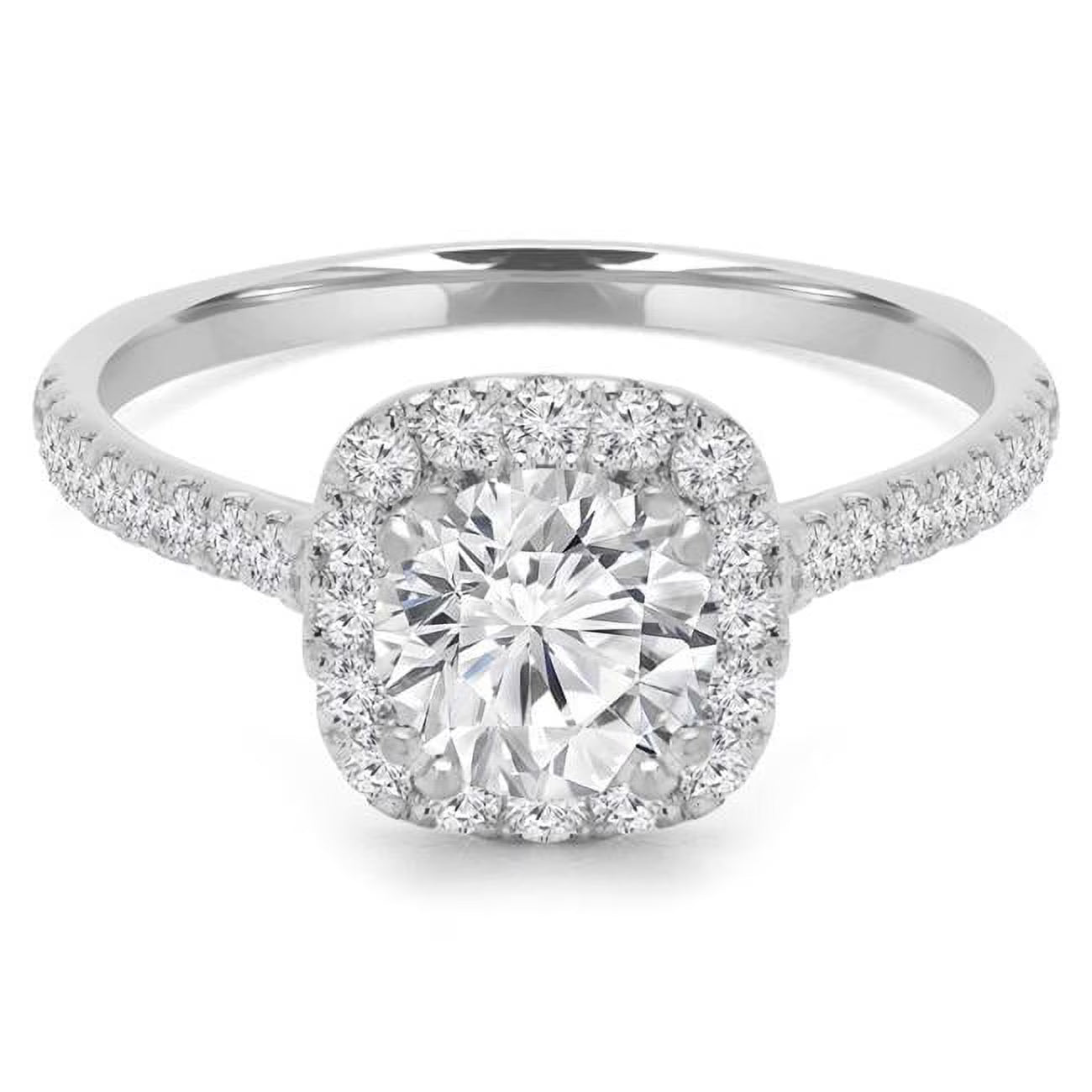 14K White Gold Round Diamond Cathedral Halo Engagement Ring S61231