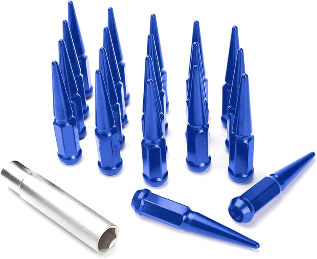 20 Pc Solid Steel Spike Lug Nuts Kit Black 1/2" Pack of 2 H35627