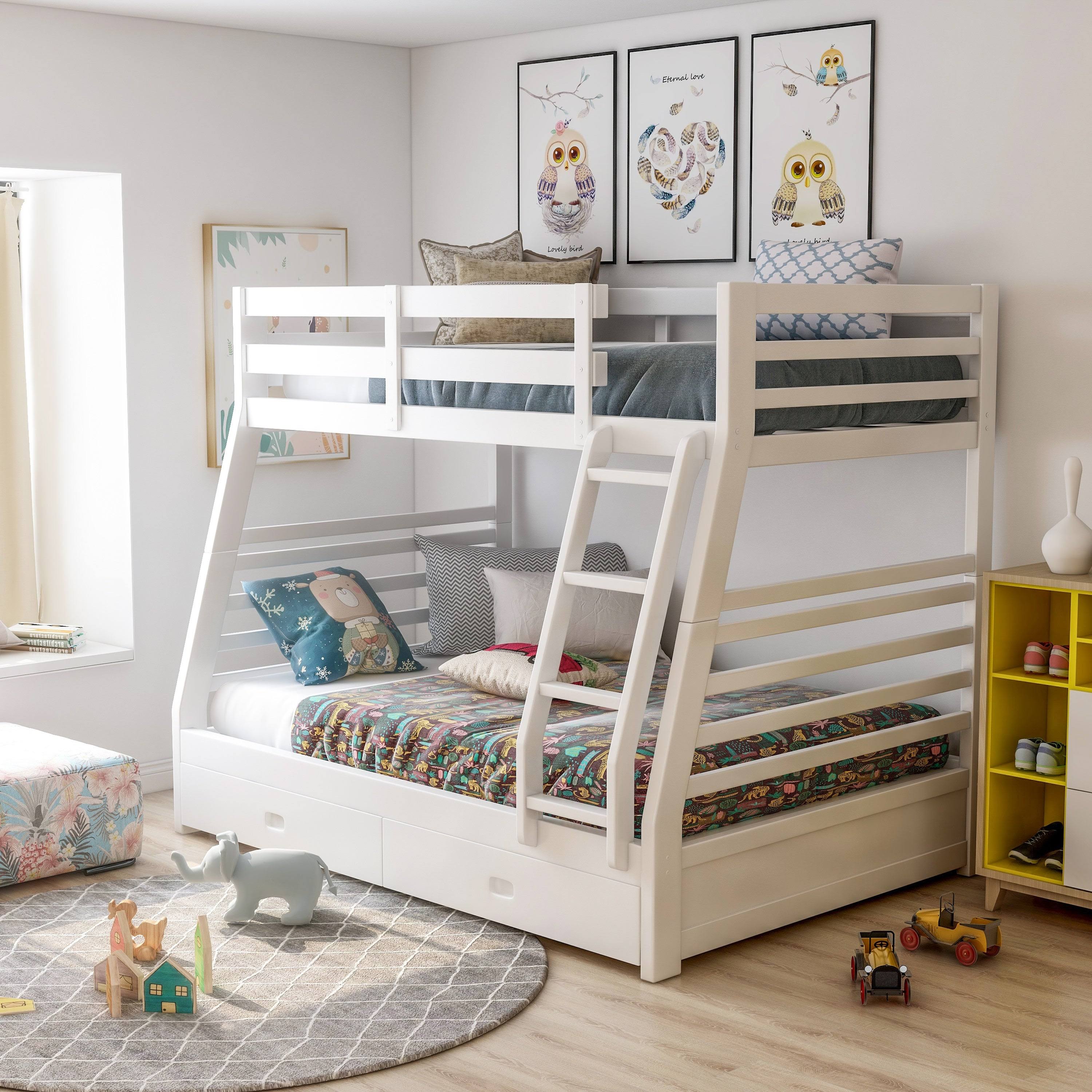 Dark Walnut Solid Wood Bunk Bed Set Q53260