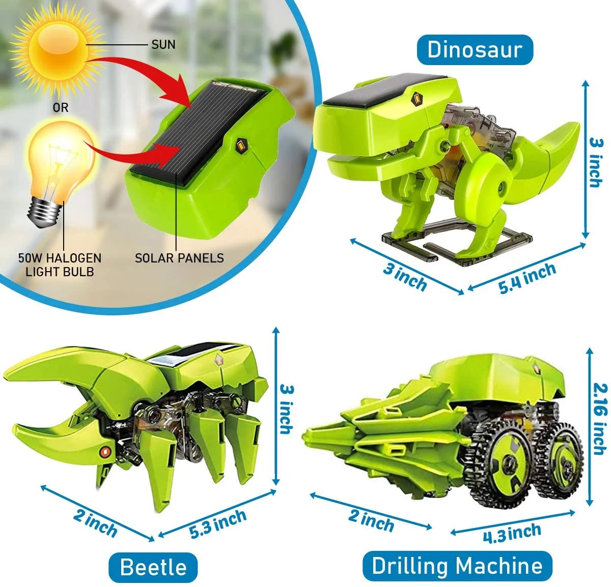 Solar Robot Kit 3-in-1 DIY Dinosaurs Robot Science Kits Toys K933137
