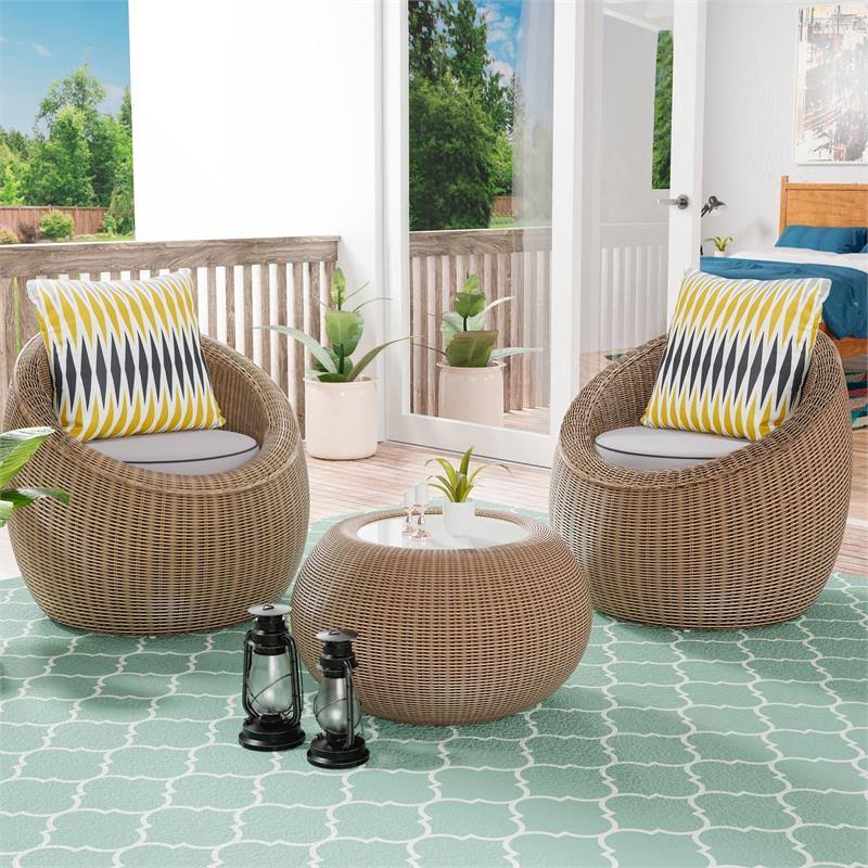 2-Piece Aluminum Patio Chair Set in Natural Brown V442