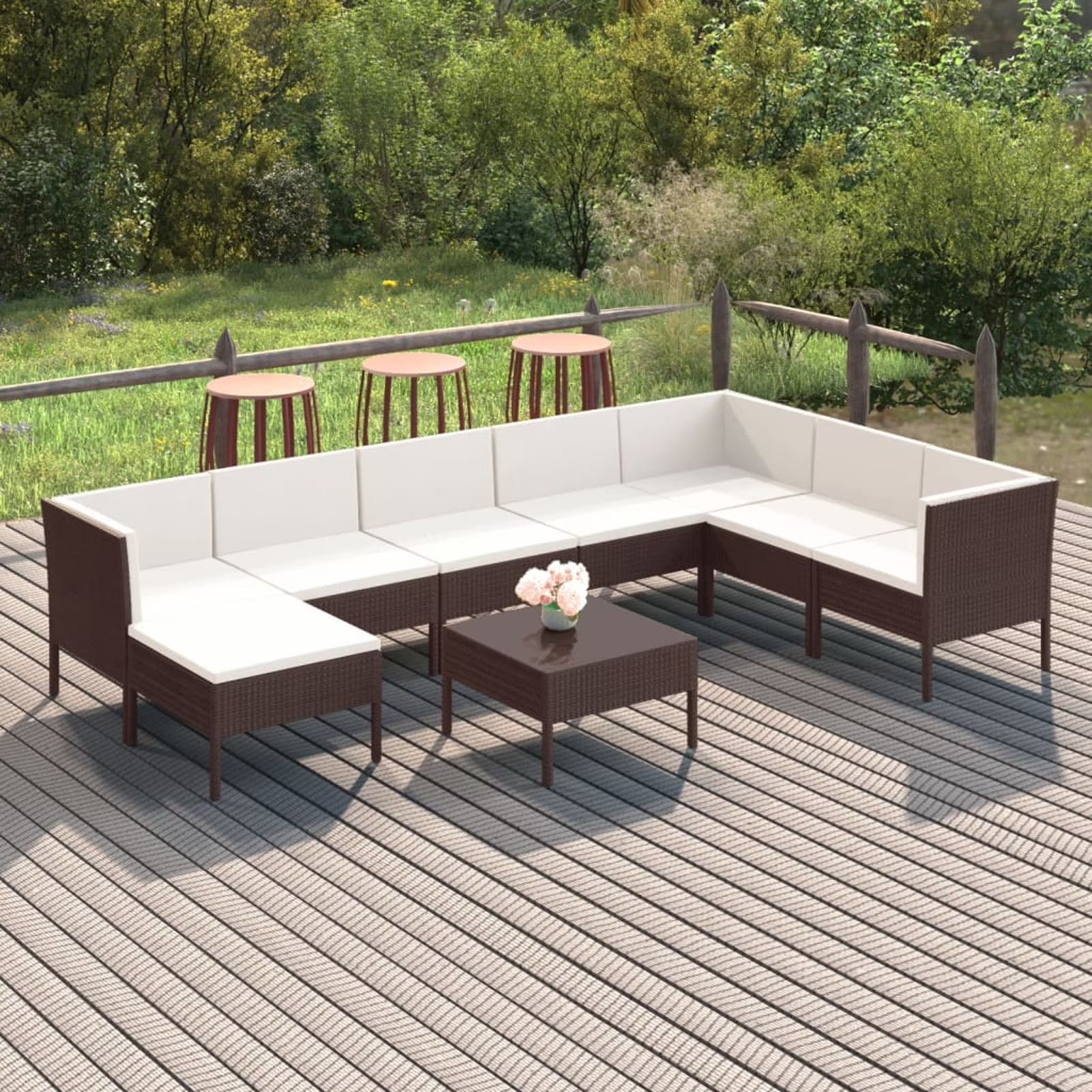 9 Piece Poly Rattan Sectional Outdoor Furniture Set P67768