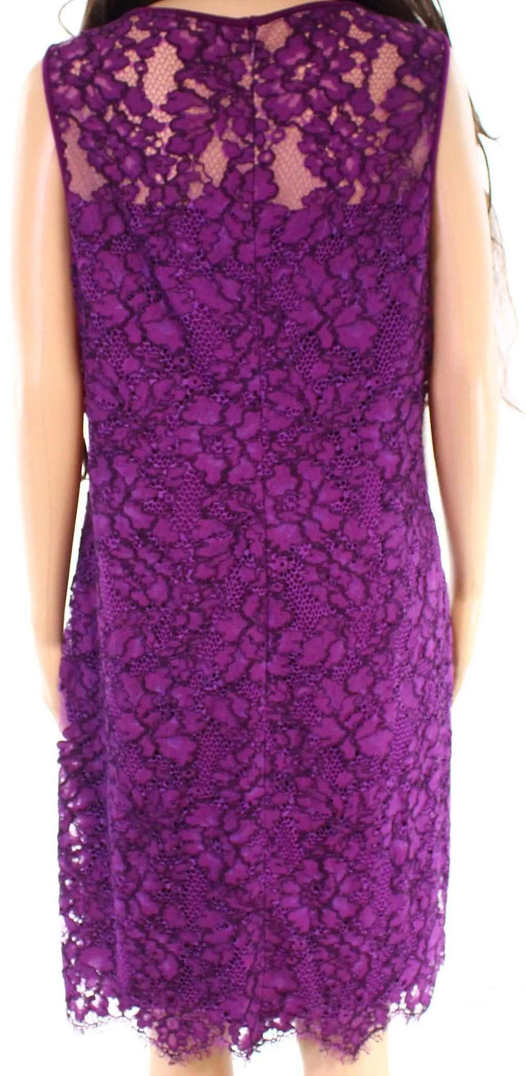 Plum Scalloped Lace Sheath Dress M434