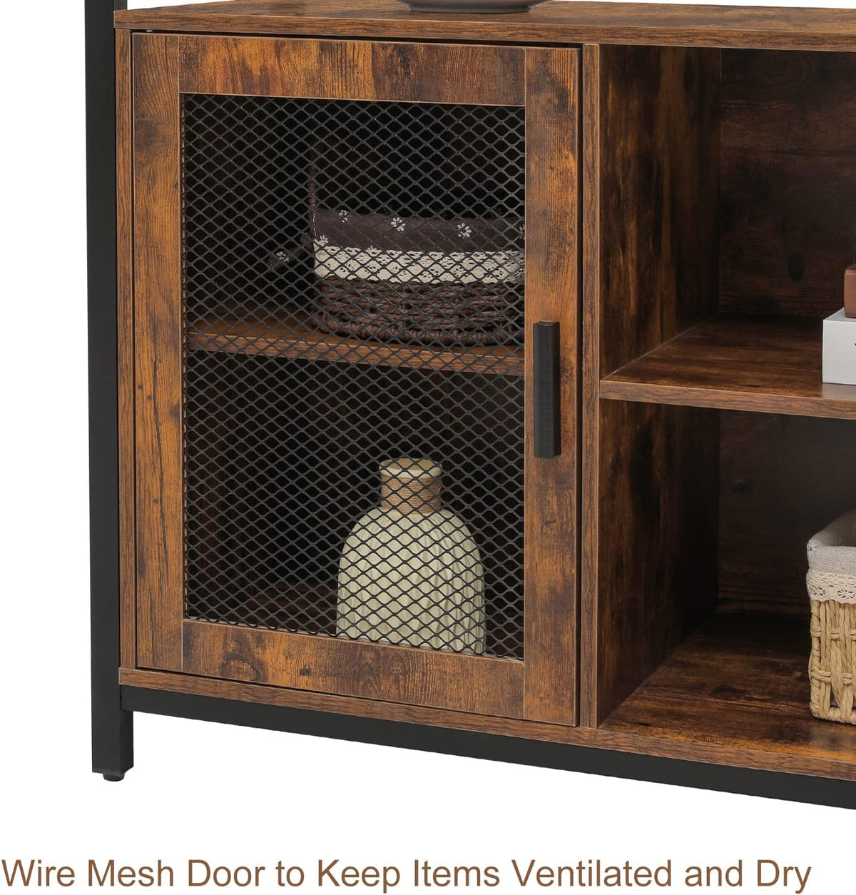 Rustic Brown TV Stand with Storage Shelves I889