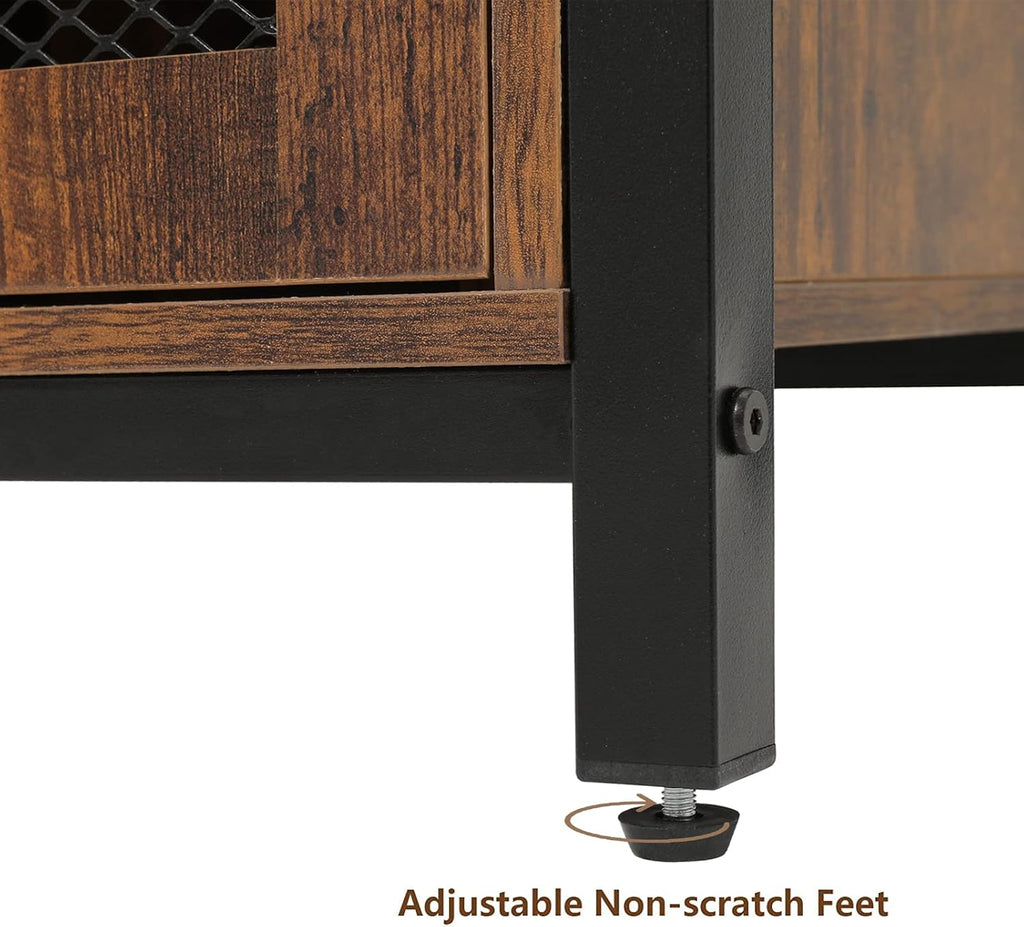 Rustic Brown TV Stand with Storage Shelves I889