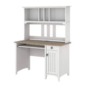 Pure White and Shiplap Gray Small Computer Desk with Hutch G6396