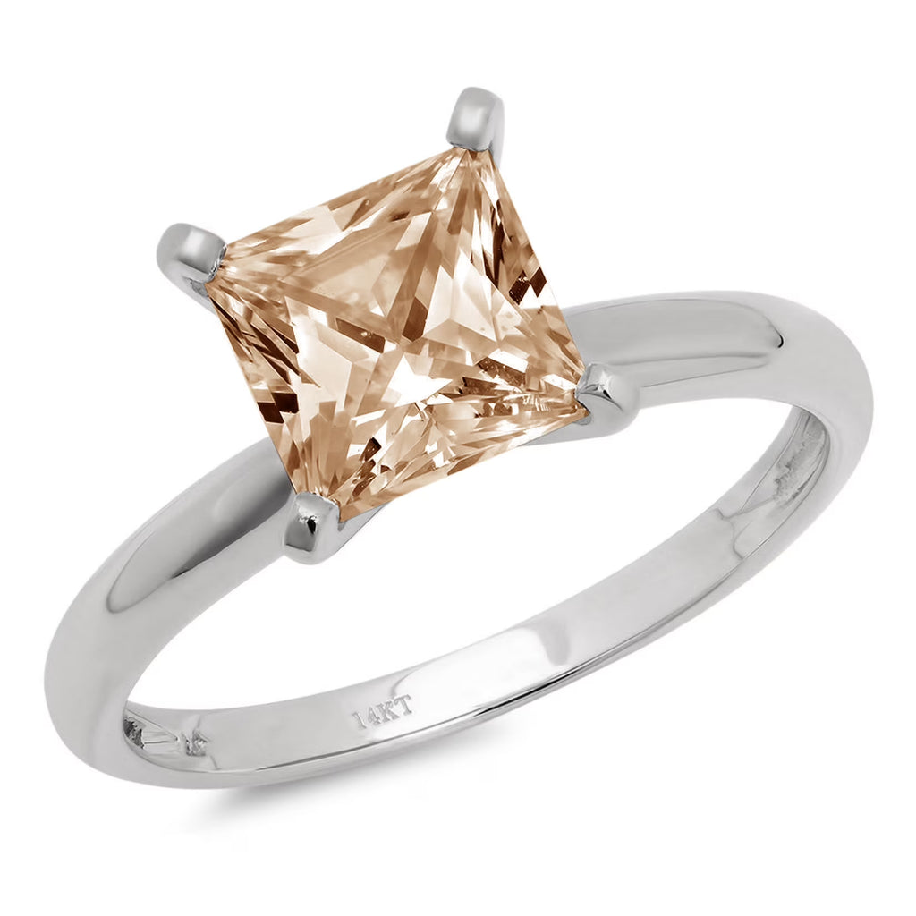 Champagne Simulated Diamond Princess Cut Ring J671376