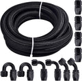 3/8" Braided Stainless Steel Fuel Line Hose with 10pcs Rotary Swivel Hose Ends Kit V4366