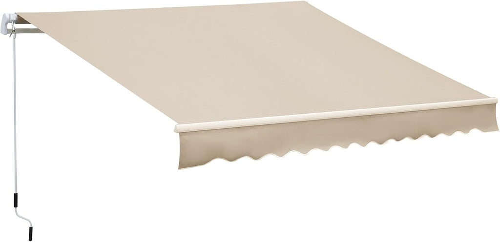 12' x 8' Retractable Patio Awning Canopy with Manual Crank Handle Q96433