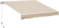 12' x 8' Retractable Patio Awning Canopy with Manual Crank Handle Q96433