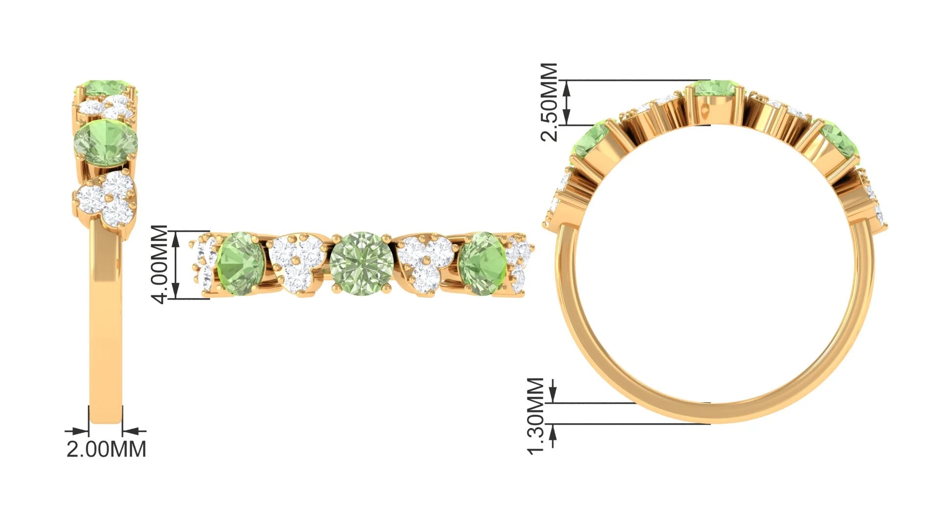 14K Yellow Gold Green Sapphire Half Eternity Ring E97676