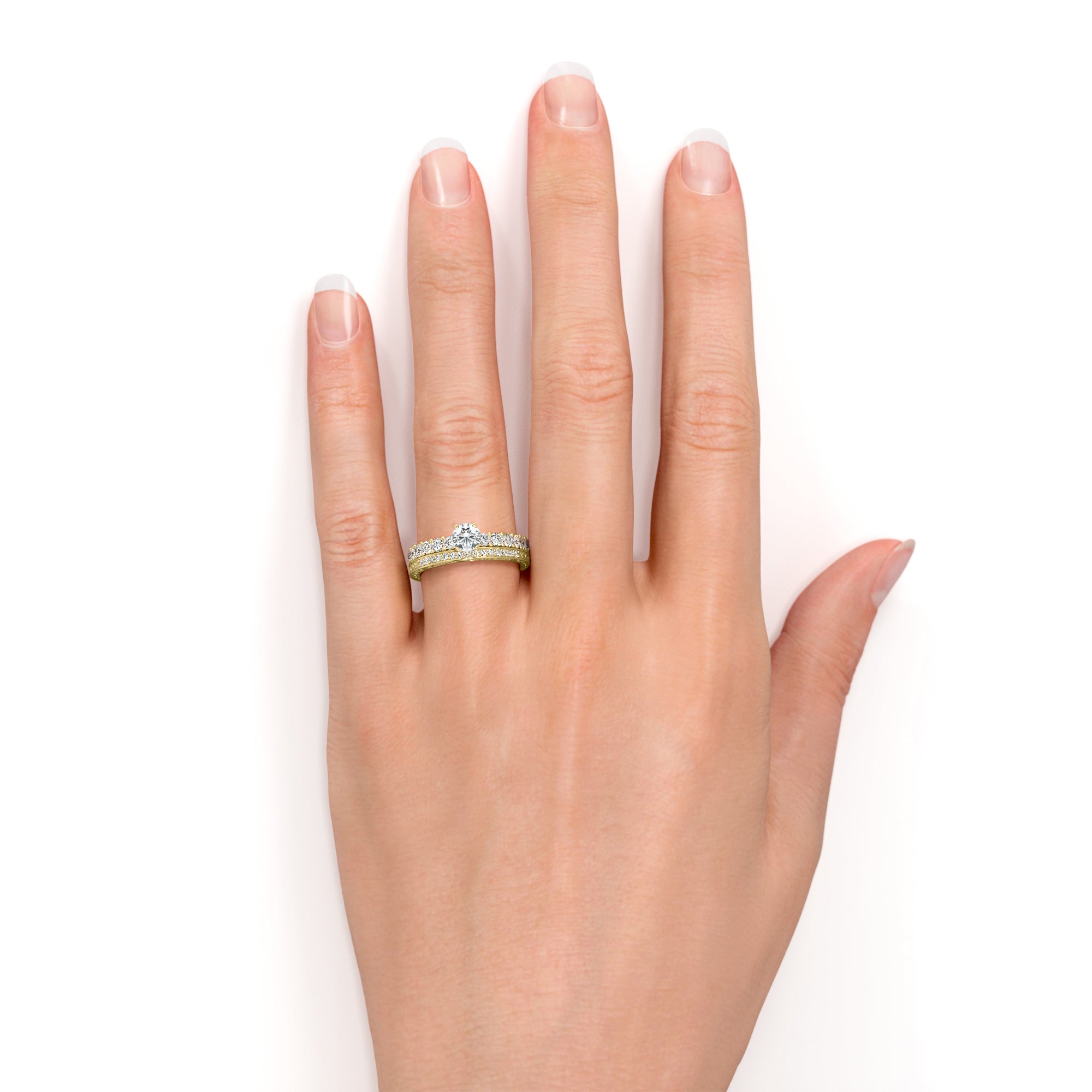 18K Yellow Gold over Silver Moissanite Eternity Band Ring E307354