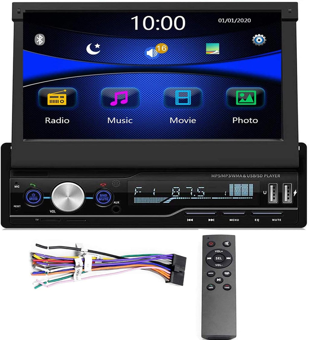 Single Din 7 inch Bluetooth Car Stereo with Retractable Touch Screen H499