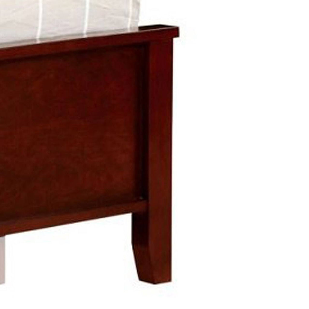 Transitional Style Twin Size Bed with Headboard Cherry Brown I9509