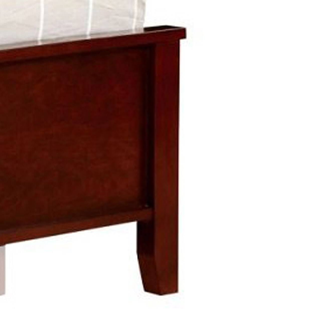 Transitional Style Twin Size Bed with Headboard Cherry Brown I9509