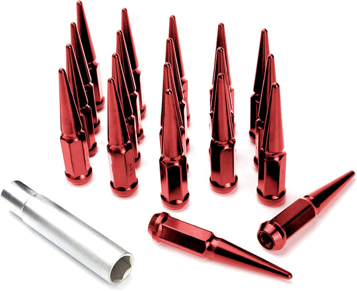 20 Pc Solid Steel Spike Lug Nuts Kit Black 1/2" Pack of 2 H35627