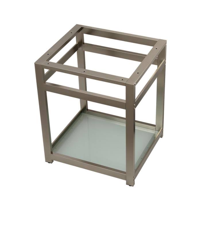 Polished Chrome Steel Console Sink Base with Glass Shelf R999