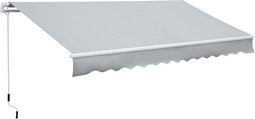 12' x 8' Retractable Patio Awning Canopy with Manual Crank Handle Q96433